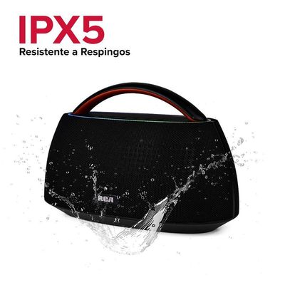 Caixa de Som Portátil RCA BT 90W IPX5 Luzes LED RGB Potente Design Minimalista Elegante FR316