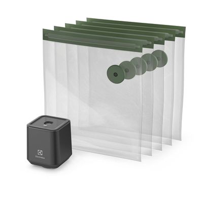 Kit Rolhas de Vinho para Fechamento a Vácuo 03 Unidades + Seladora a Vácuo com 5 Sacos Herméticos Reutilizáveis Electrolux Não se aplica