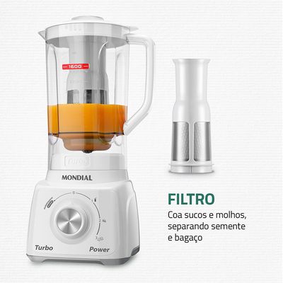 Liquidificador Turbo Power Mondial Branco e Cinza 550W L-99 WG 110