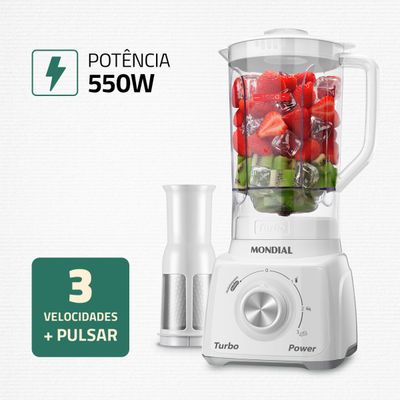Liquidificador Turbo Power Mondial Branco e Cinza 550W L-99 WG 220