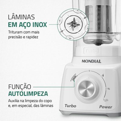 Liquidificador Turbo Power Mondial Branco e Cinza 550W L-99 WG 220