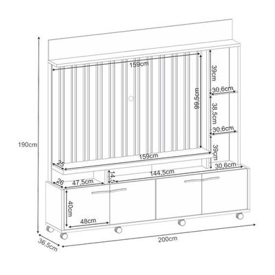 Estante Home Theater Titan E Mesa De Centro Cadenza Cinamomo Off White - Hb Móveis