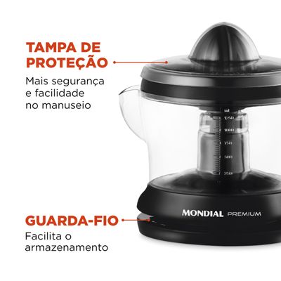 Espremedor Premium Mondial Preto 30W E-02 110