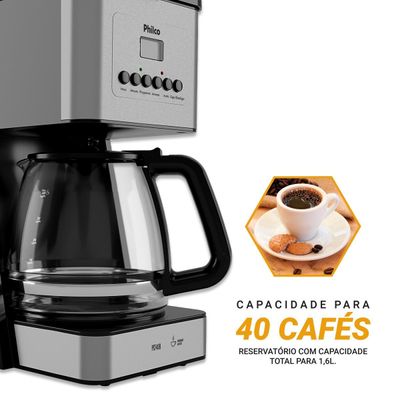 Cafeteira Philco 40 cafezinhos 1000W Painel Digital PCF40B 127V