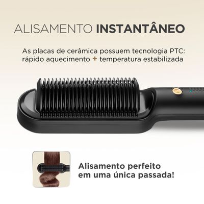 Escova Alisadora Black Gold Argan Mondial Preto e Champagne EA-06 BIV