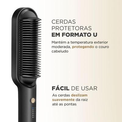 Escova Alisadora Black Gold Argan Mondial Preto e Champagne EA-06 BIV