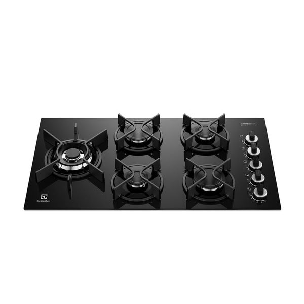 Cooktop 5 Bocas a Gás Electrolux Mesa Vidro Expert ChamaPrecisa e Grade Ferro Fundido (KE5GW) Bivolt
