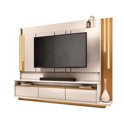 Estante Home Theater Montane Off White Cinamomo E Kit Mesa De Centro Sky Off White - Hb Móveis