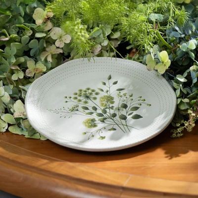 Kit 4 Pratos de Sobremesa Ammi Orgânico Cerâmica 19,5cm Floral Porto Brasil
