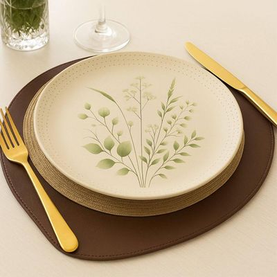 Jogo 12 Pratos Rasos Ammi Orgânico Cerâmica Floral 26,5cm Porto Brasil Mesa Posta