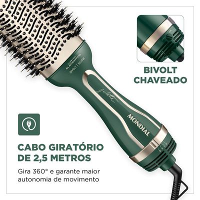 Escova Secadora By Juliette Mondial Verde Oliva 1300W ES-JU-02 Bivolt