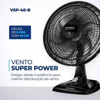 Ventilador de Mesa 40Cm 6 Pás Preto Mondial VSP40 127V