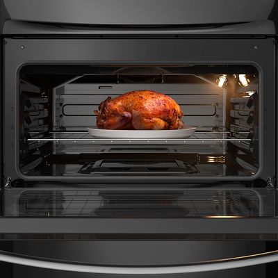 Fogão 5 Bocas Continental Preto Mesa de Vidro, Forno Eco Turbo e Tripla Chama (FC5GB) Bivolt