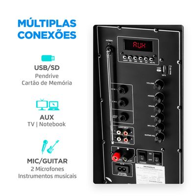 Caixa Amplificada Connect Mega Sound II CM-1500 Bivolt