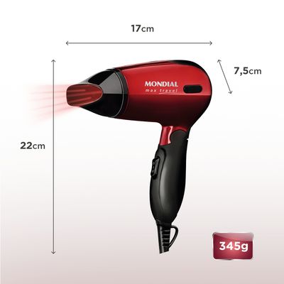 Secador Maxis Travel Mondial Vermelho e Preto 1200W SC-10 Bivolt