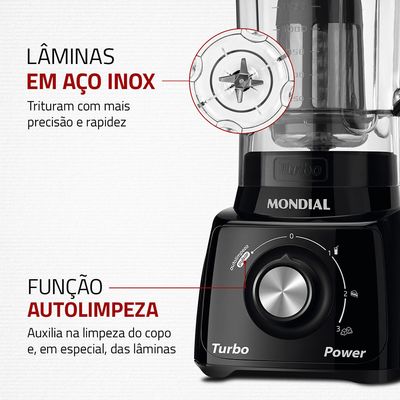Liquidificador Turbo Power Mondial Preto 550W L-99 FB 220