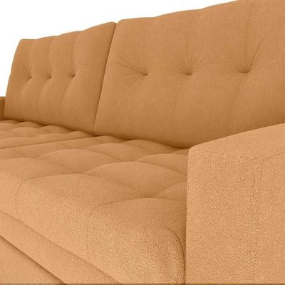 Sofá Cama Reclinável 2 Lugares Premium Com Assentos Dividido 2,20 Larg Nayla Matrix Boucle Mostarda