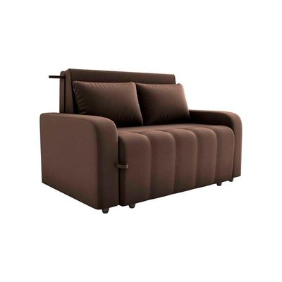 Sofá Cama Compacto 2 Lugares 1,38 Larg Amora New Matrix Veludo Marrom