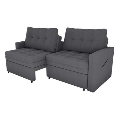 Sofá Cama Reclinável 2 Lugares Premium Com Assentos Dividido 2,20 Larg Nayla Matrix Boucle Cinza