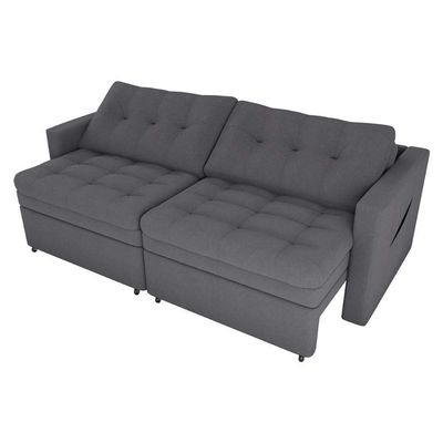 Sofá Cama Reclinável 2 Lugares Premium Com Assentos Dividido 2,20 Larg Nayla Matrix Boucle Cinza