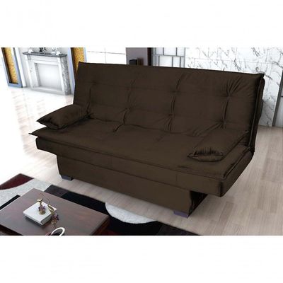 Sofá Cama 3 Lugares Casal Premium Reclinavel 1,80 Larg Esmeralda Matrix Veludo Marrom