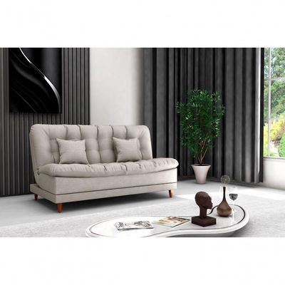 Sofá Cama 3 Lugares Casal Confortável 1,85 Larg Duda Matrix Linho Cinza