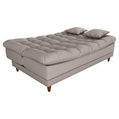 Sofá Cama 3 Lugares Casal Confortável 1,85 Larg Duda Matrix Linho Cinza