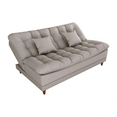 Sofá Cama 3 Lugares Casal Confortável 1,85 Larg Duda Matrix Linho Cinza