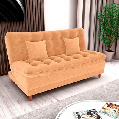 Sofá Cama 3 Lugares Casal Confortável 1,85 Larg Duda Matrix Boucle Mostarda