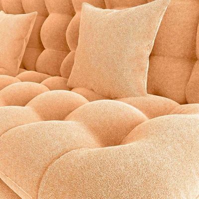 Sofá Cama 3 Lugares Casal Confortável 1,85 Larg Duda Matrix Boucle Mostarda