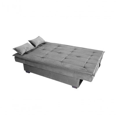 Sofá Cama 3 Lugares Casal Premium Reclinavel 1,80 Larg Esmeralda Matrix Suede Cinza
