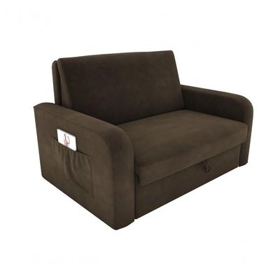 Sofá Cama 2 Lugares Compacto Com Baú 145 Larg Daiane Matrix Suede Capuccino