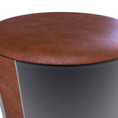 Puff Banqueta Redondo Luxo Copenhage Matrix Sintetico Marrom Veludo Cinza
