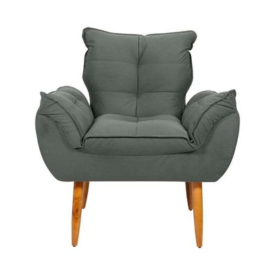 Poltrona Opala Tokio Para Descanço Confortável Toquio Matrix Suede Cinza