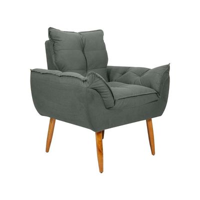 Poltrona Opala Tokio Para Descanço Confortável Toquio Matrix Suede Cinza