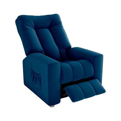 Poltrona Do Papai Reclinável Pallas Matrix Veludo Azul