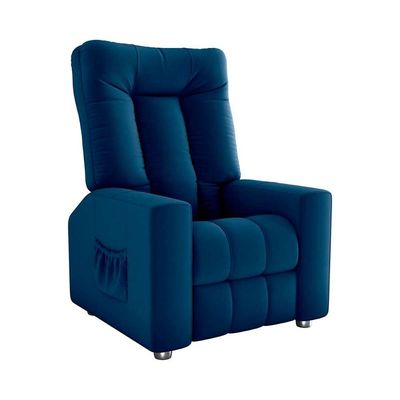 Poltrona Do Papai Reclinável Pallas Matrix Veludo Azul