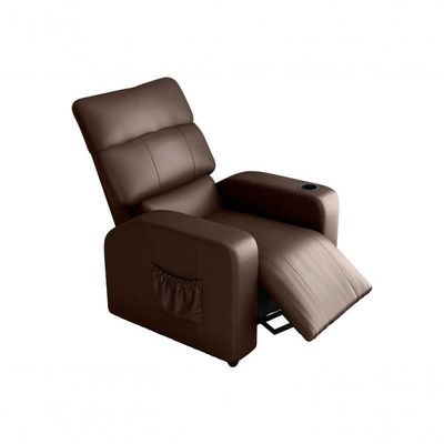 Poltrona Do Papai Reclinável Com Porta Copos Pulse Matrix Sintetico Marrom