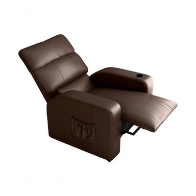 Poltrona Do Papai Reclinável Com Porta Copos Pulse Matrix Sintetico Marrom