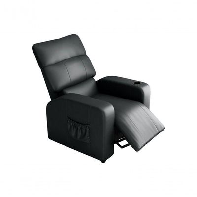 Poltrona Do Papai Reclinável Com Porta Copos Pulse Matrix Sintetico Preto