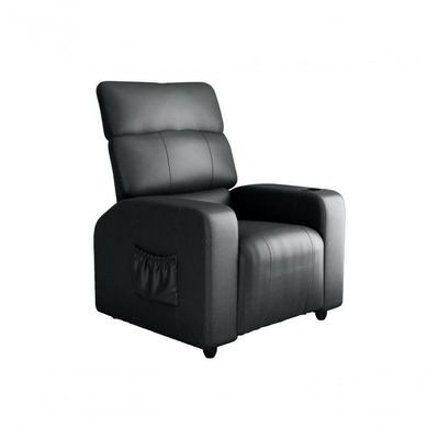 Poltrona Do Papai Reclinável Com Porta Copos Pulse Matrix Sintetico Preto