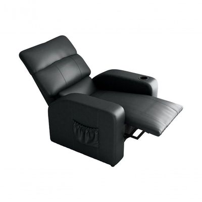 Poltrona Do Papai Reclinável Com Porta Copos Pulse Matrix Sintetico Preto