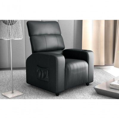 Poltrona Do Papai Reclinável Com Porta Copos Pulse Matrix Sintetico Preto