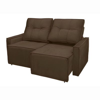 Sofá Retrátil Reclinável 2 Lugares Para Sala Suede ávila Marrom