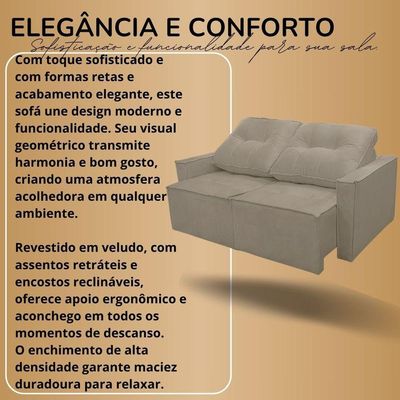 Sofá Retrátil Reclinável 2 Lugares Para Sala Suede ávila Marrom