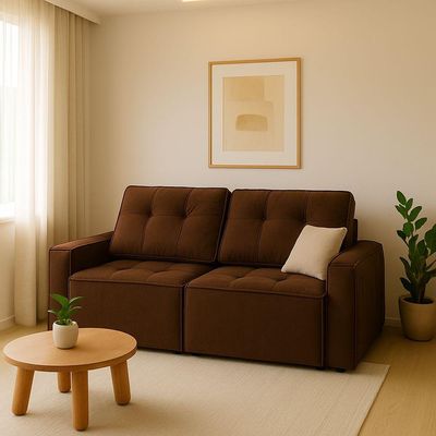 Sofá Retrátil Reclinável 2 Lugares Para Sala Suede ávila Marrom