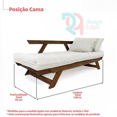 Sofá Japão Futon Sarja Madeira Cor Mel - Goiaba