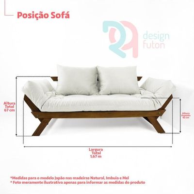 Sofá Japão Futon Sarja Madeira Cor Mel - Goiaba