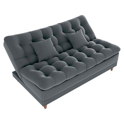 Sofá Cama 3 Lugares Casal Confortável 1,85 Larg Duda Matrix Veludo Cinza