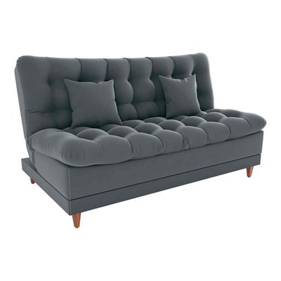 Sofá Cama 3 Lugares Casal Confortável 1,85 Larg Duda Matrix Veludo Cinza
